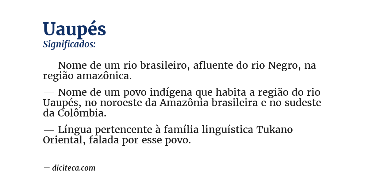 Significado de uaupés