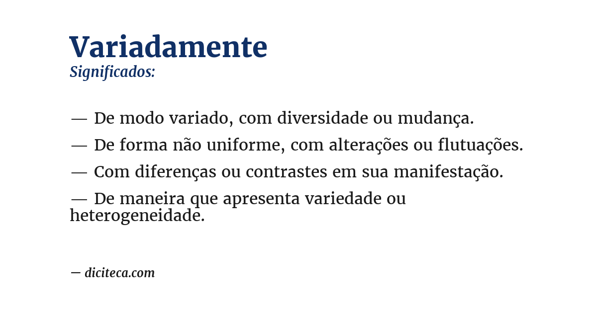 Significado de variadamente