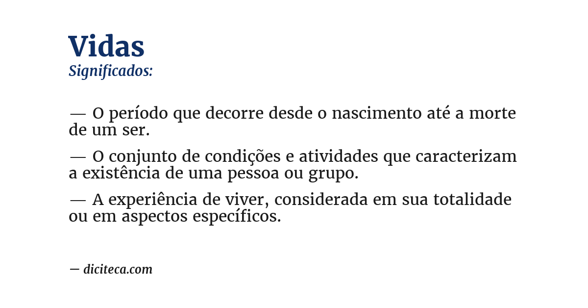 Significado de vidas