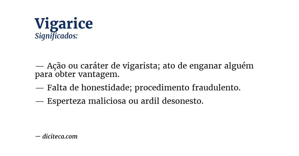 Significado de vigarice