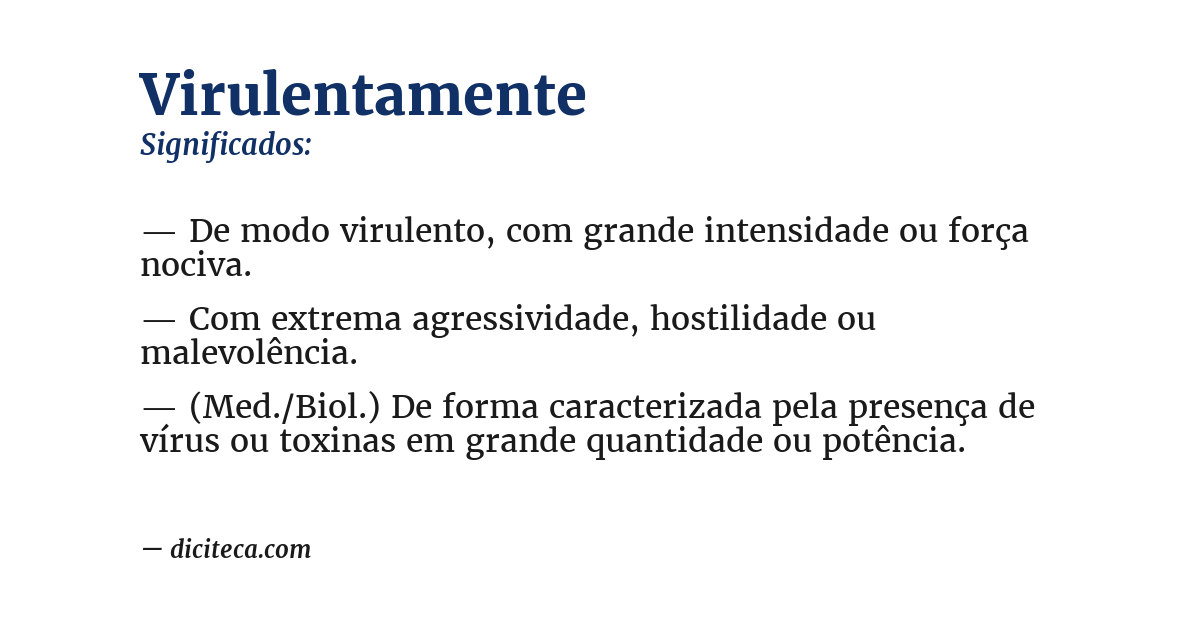 Significado de virulentamente