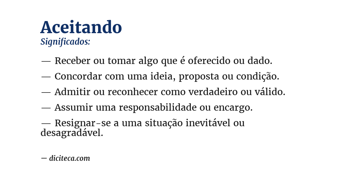 Significado de aceitando