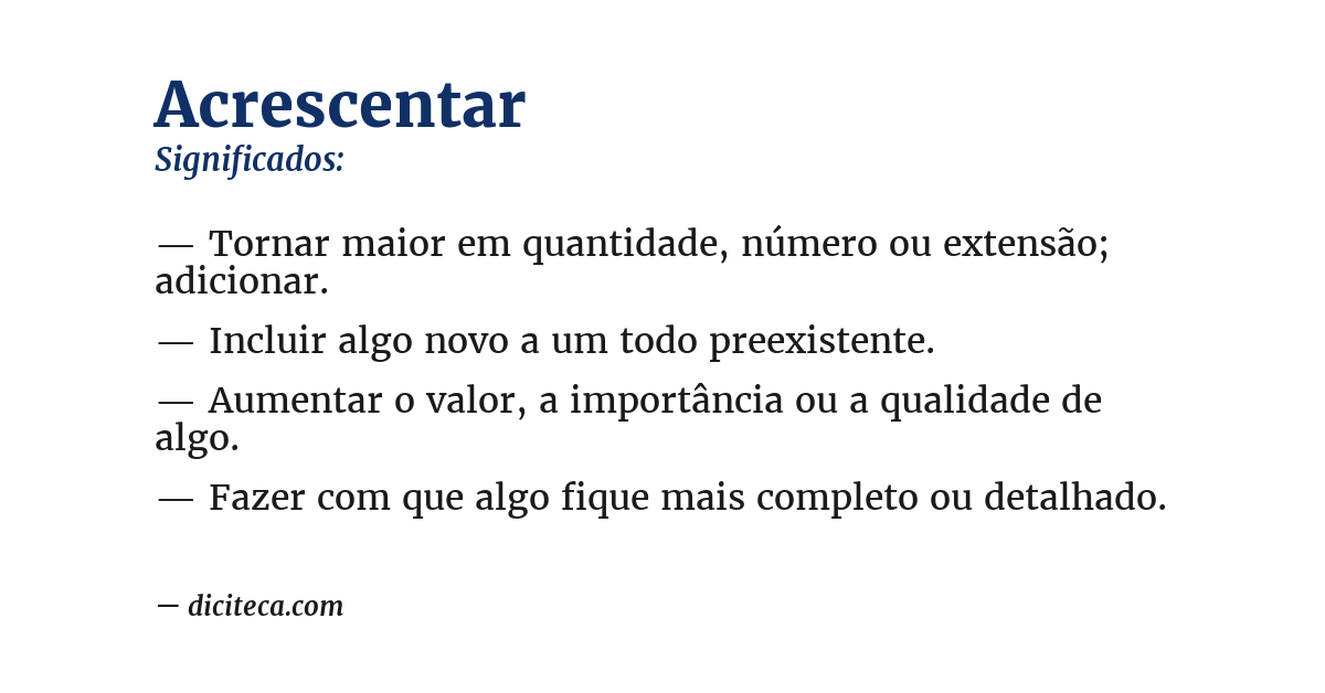 Significado de acrescentar