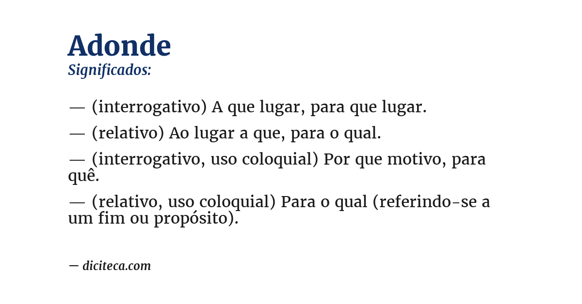 Significado de adonde
