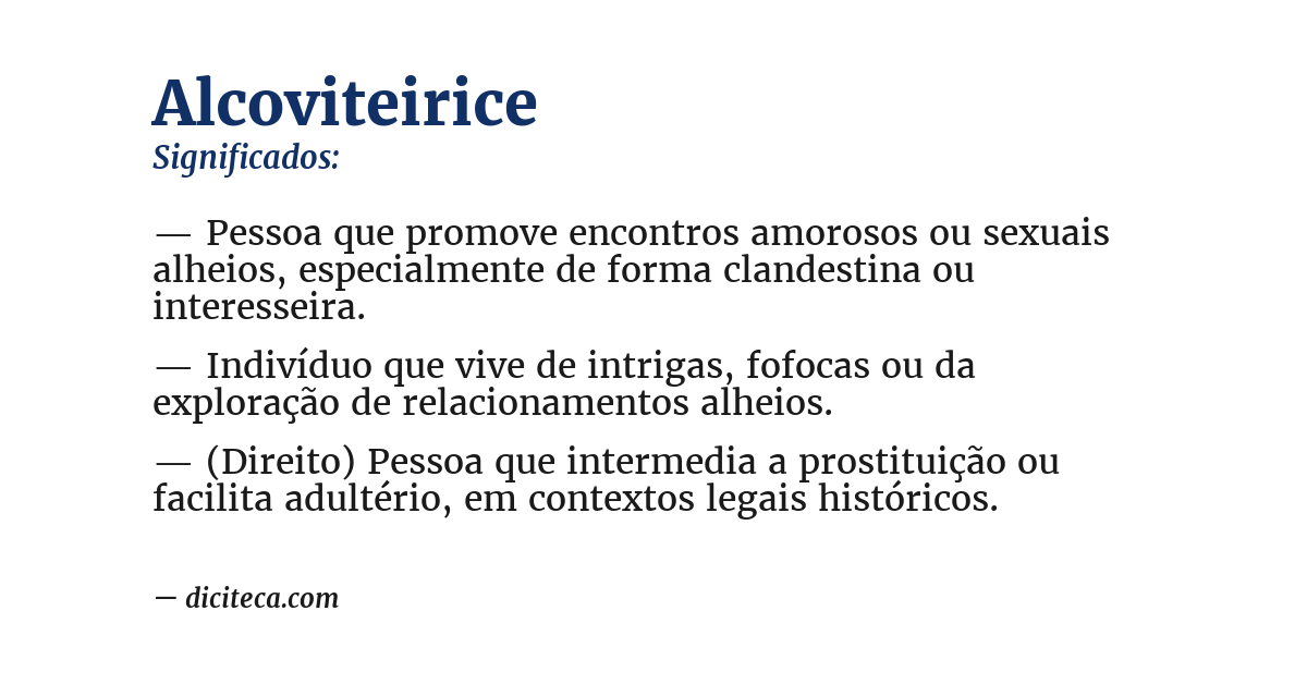 Significado de alcoviteirice