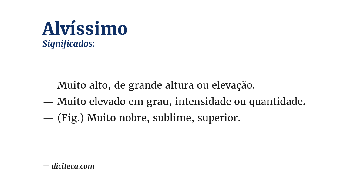 Significado de alvíssimo