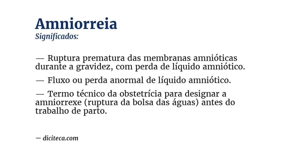Significado de amniorreia