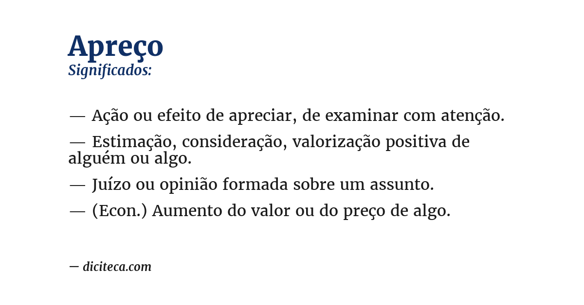 Significado de apreço