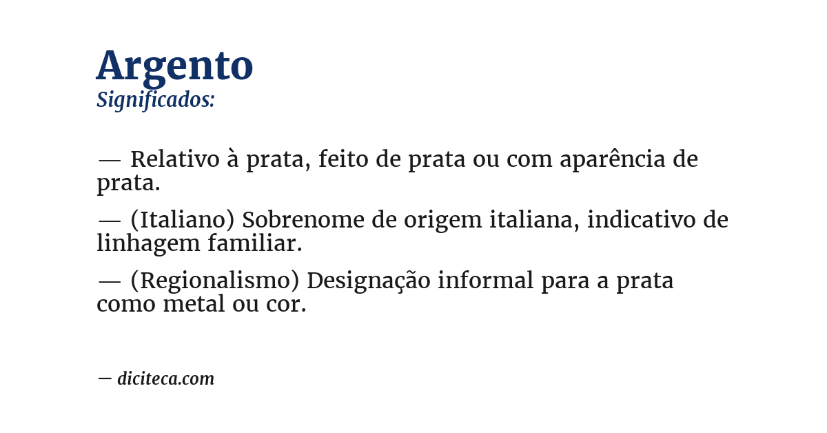 Significado de argento