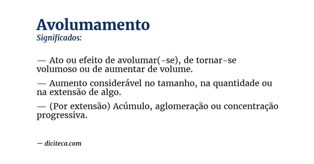 Significado de avolumamento