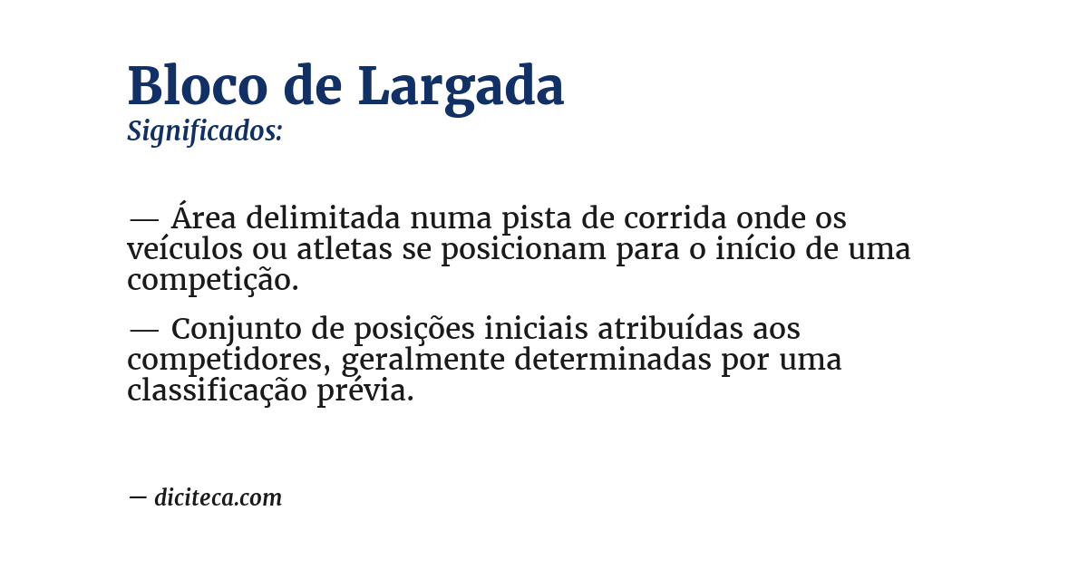 Significado de bloco de largada