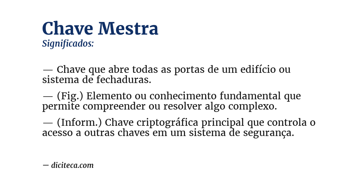 Significado de chave mestra