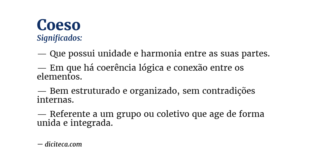 Significado de coeso
