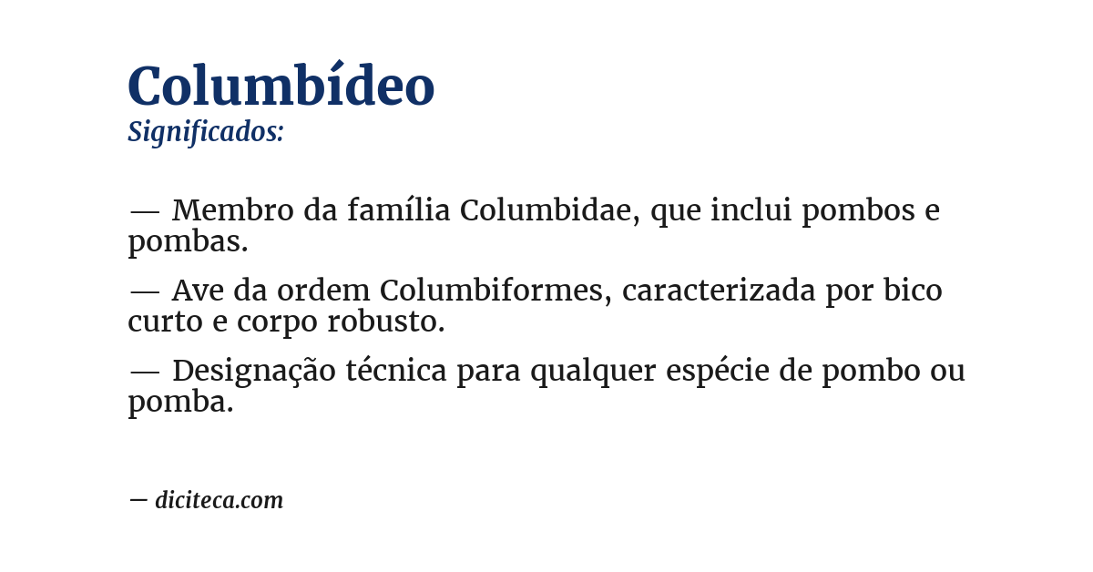 Significado de columbídeo