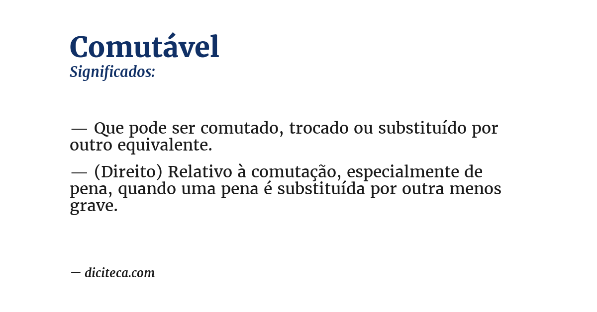 Significado de comutável