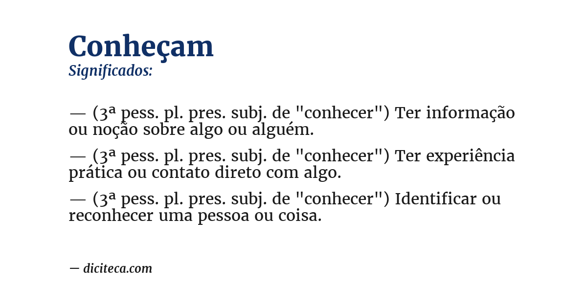 Significado de conheçam