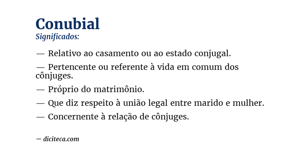 Significado de conubial