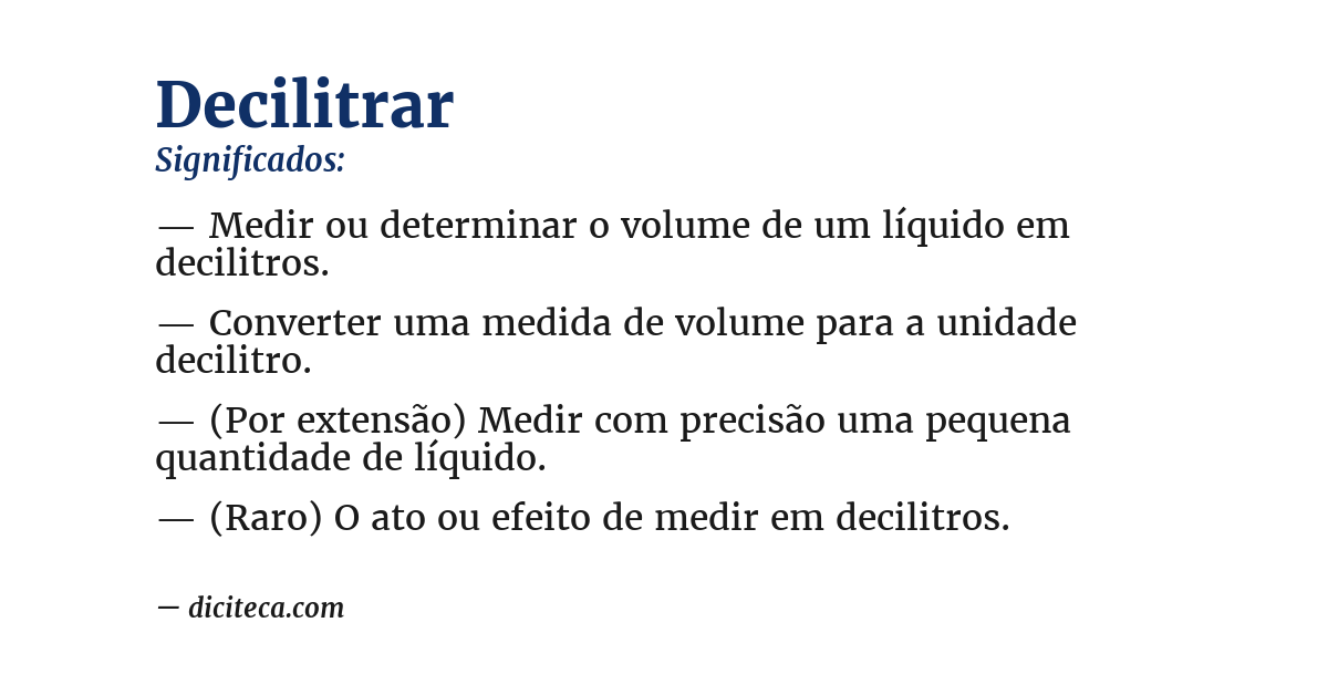 Significado de decilitrar