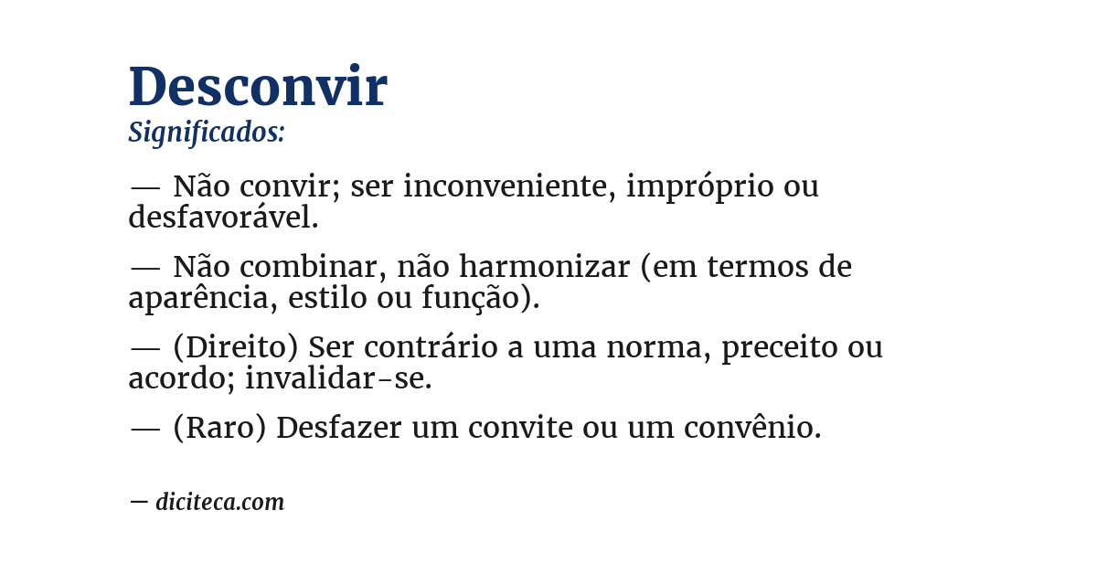 Significado de desconvir