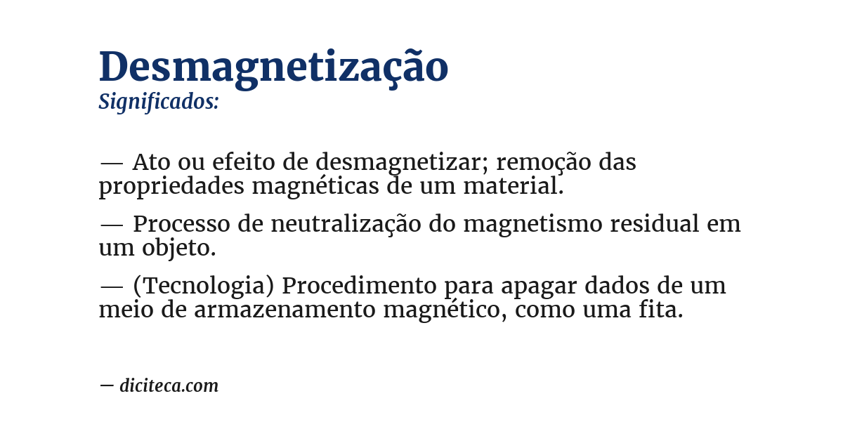 Significado de desmagnetização