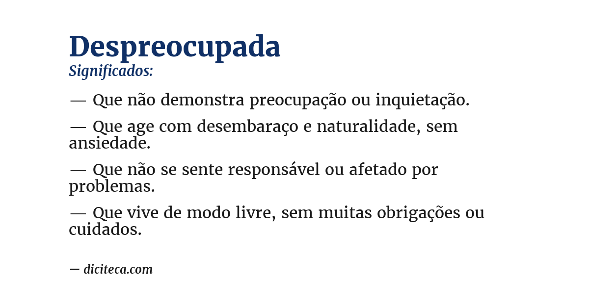 Significado de despreocupada