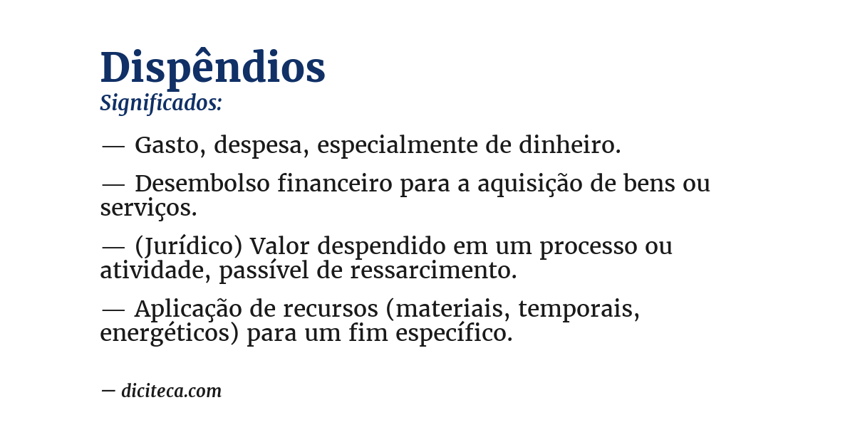 Significado de dispêndios
