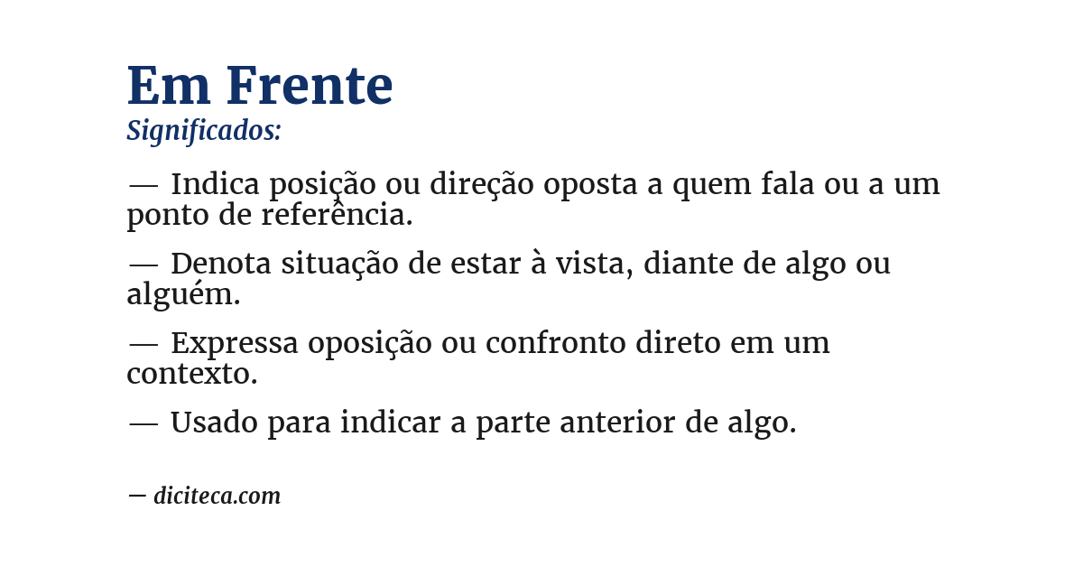 Significado de em frente