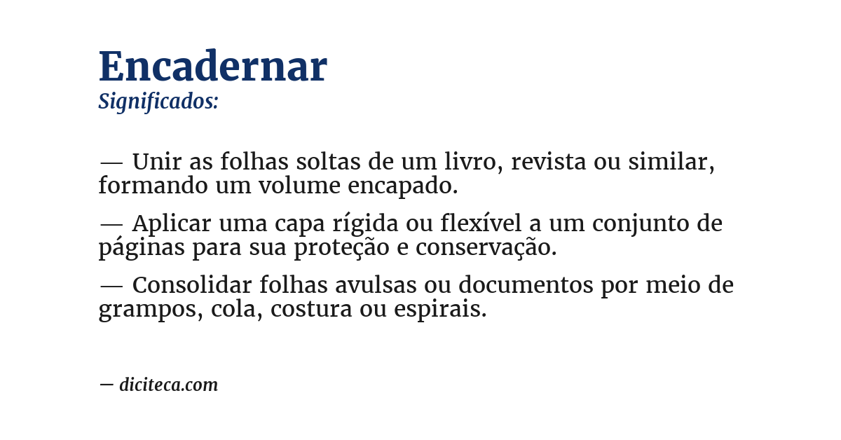 Significado de encadernar