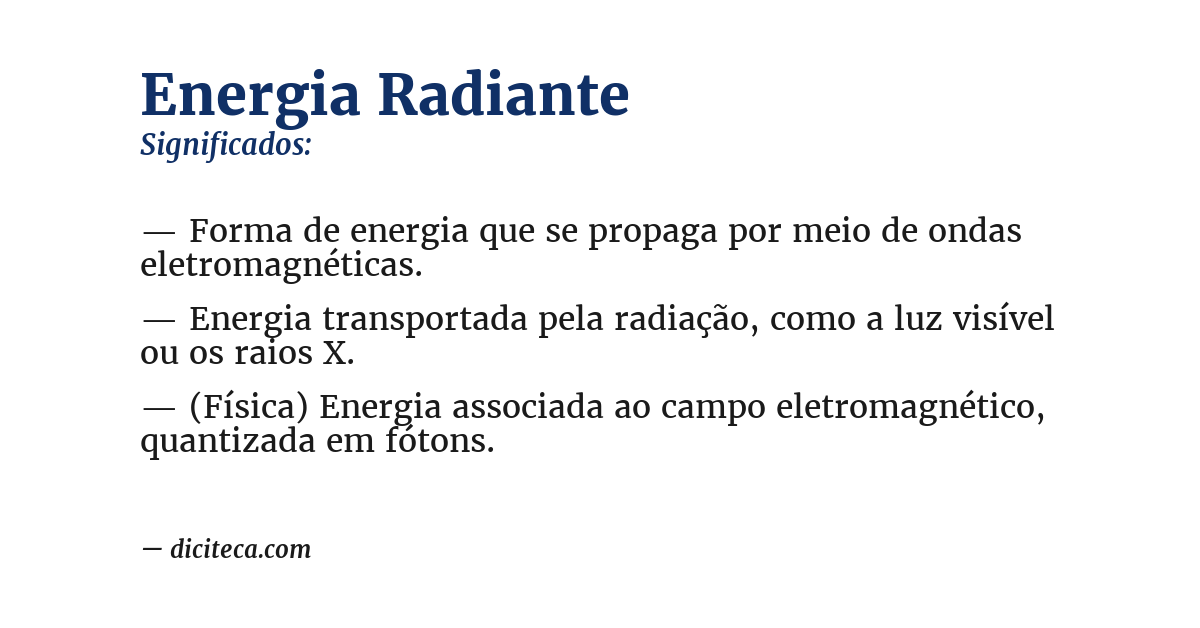 Significado de energia radiante