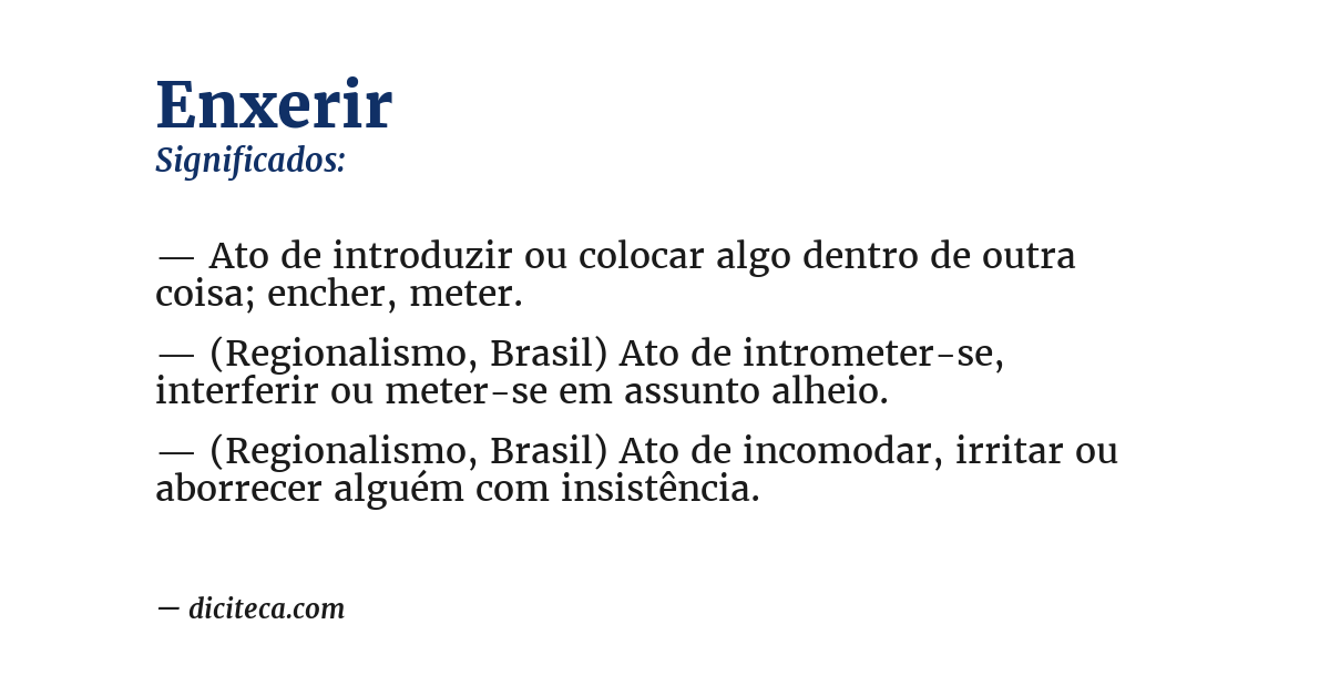 Significado de enxerir