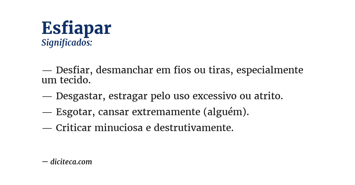 Significado de esfiapar