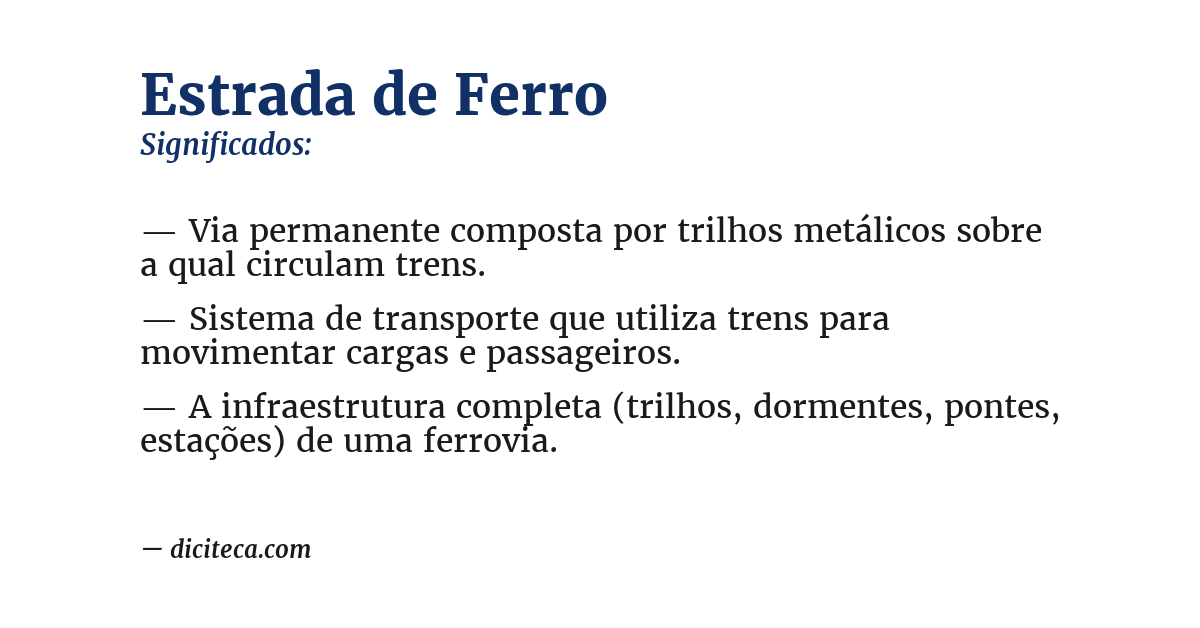 Significado de estrada de ferro