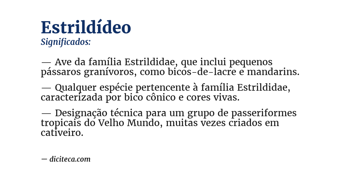Significado de estrildídeo