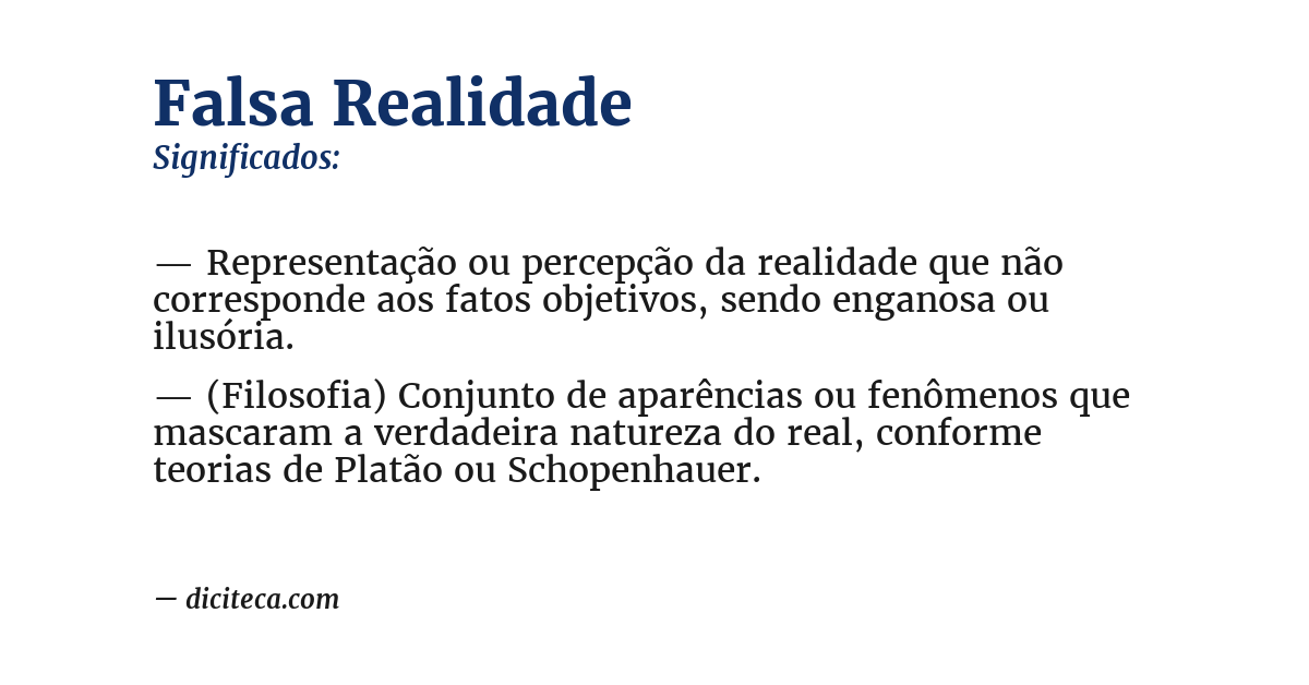 Significado de falsa realidade