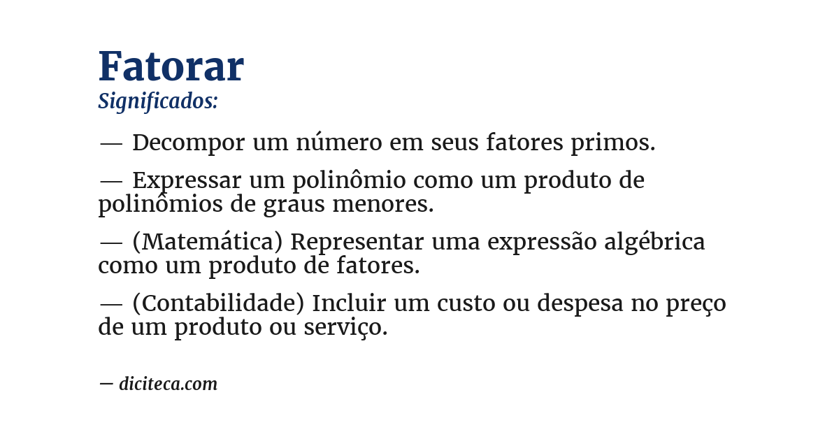 Significado de fatorar