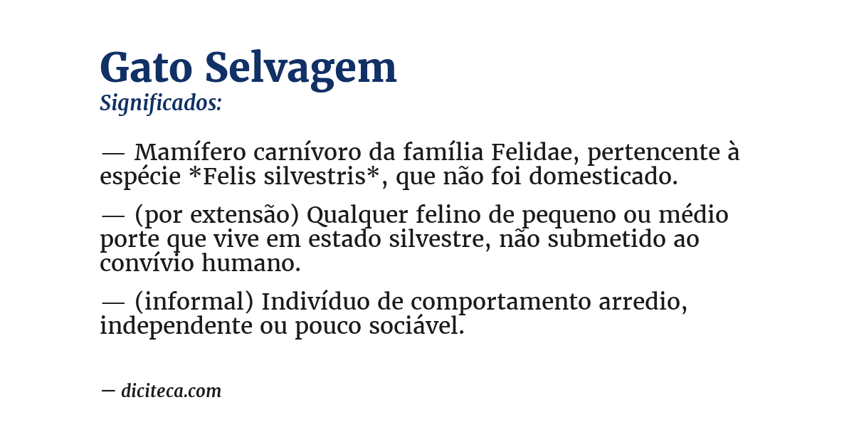 Significado de gato selvagem