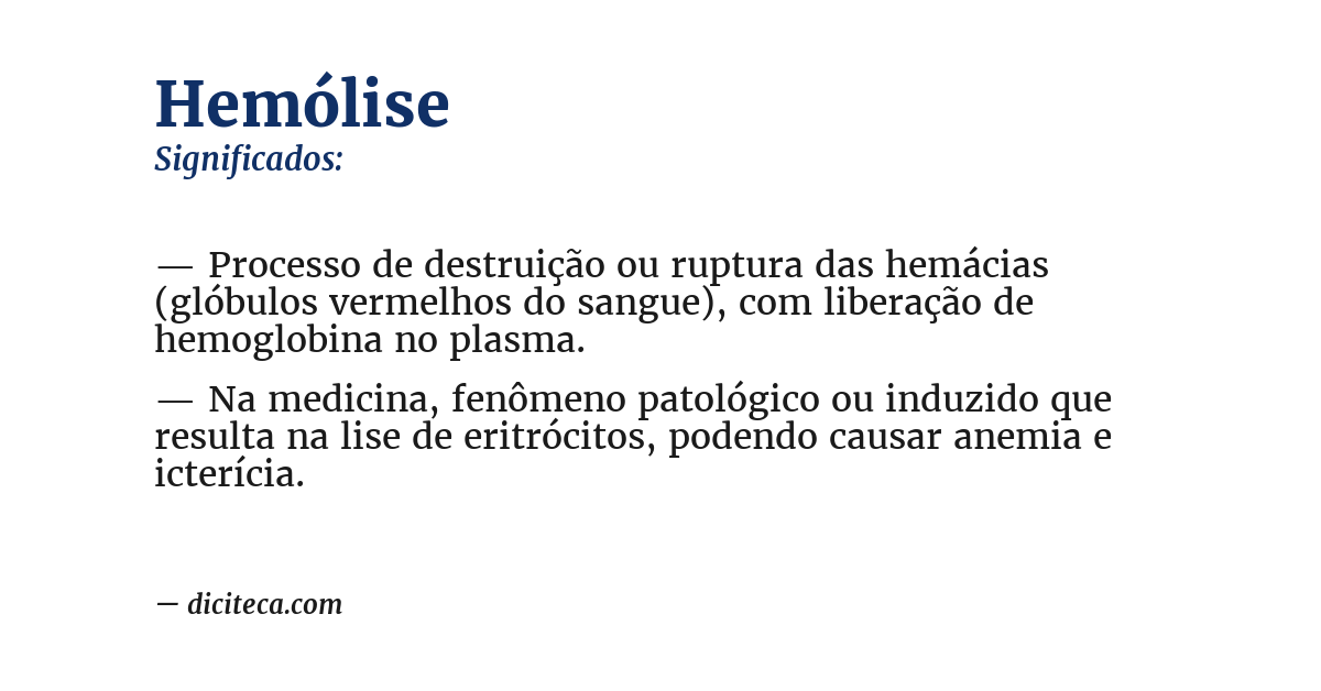Significado de hemólise