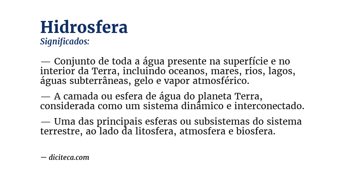 Significado de hidrosfera