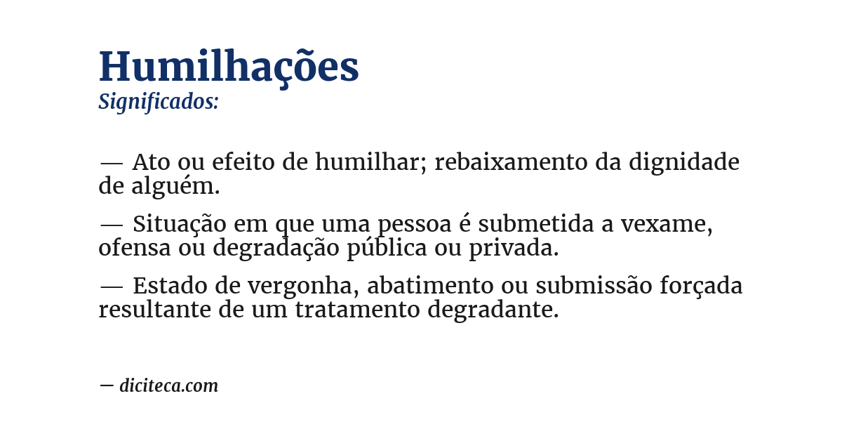 Significado de humilhações