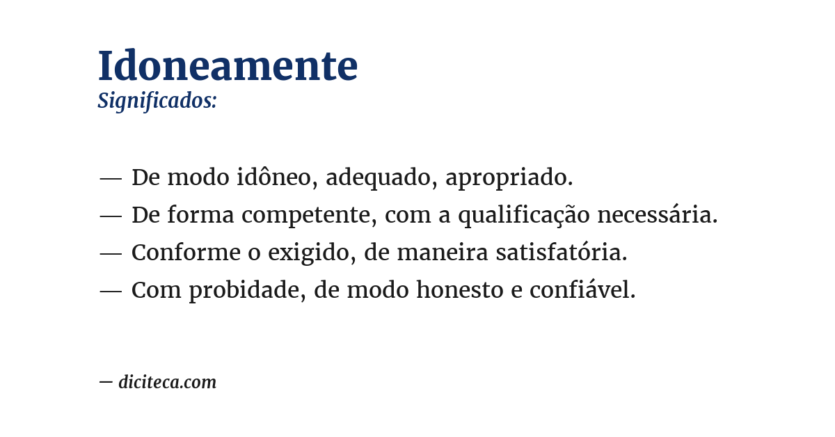 Significado de idoneamente