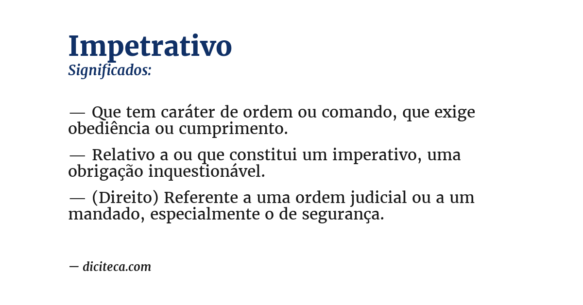 Significado de impetrativo