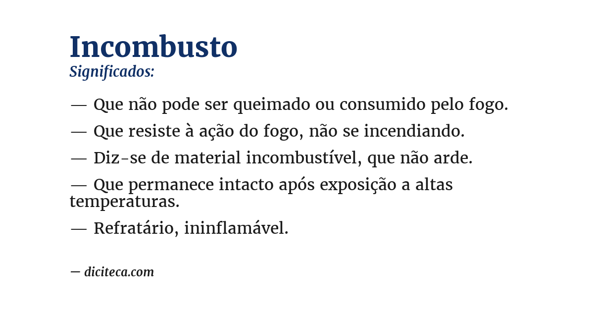 Significado de incombusto