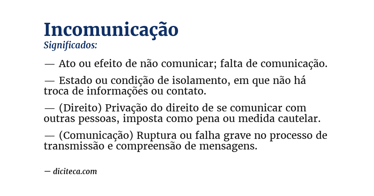 Significado de incomunicação
