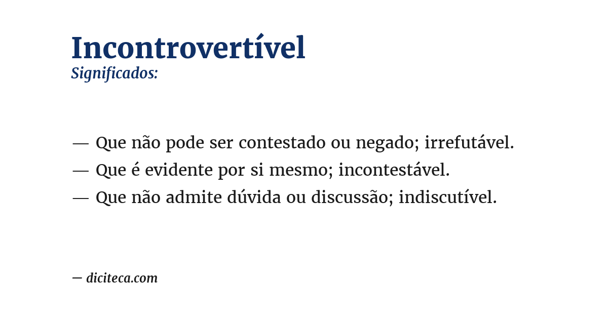 Significado de incontrovertível