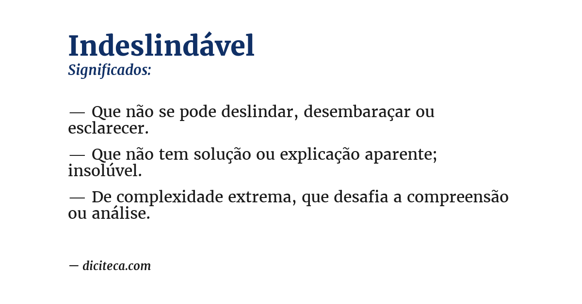 Significado de indeslindável