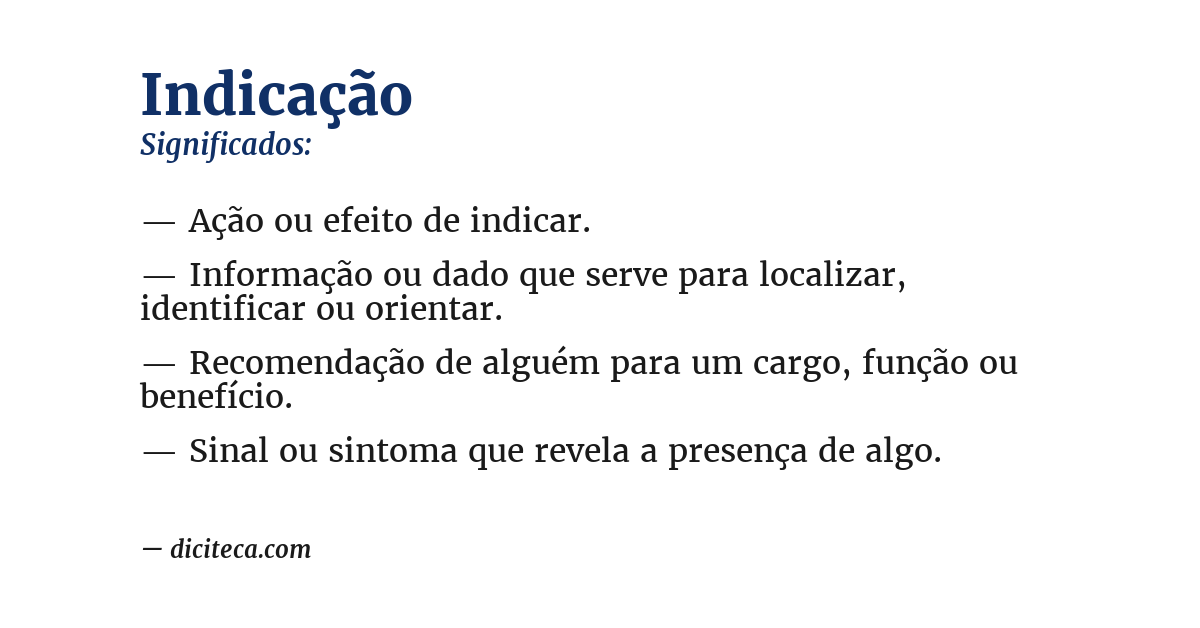 Significado de indicação