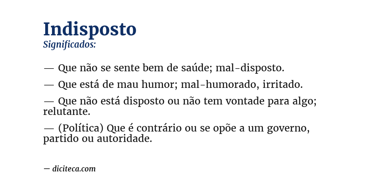 Significado de indisposto