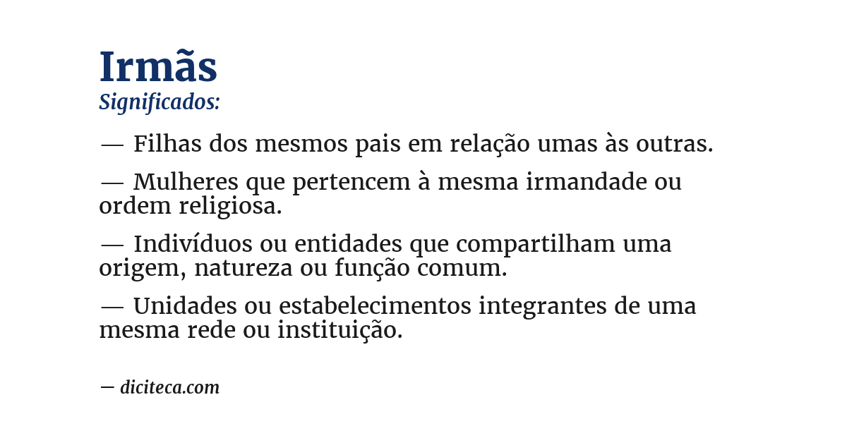 Significado de irmãs