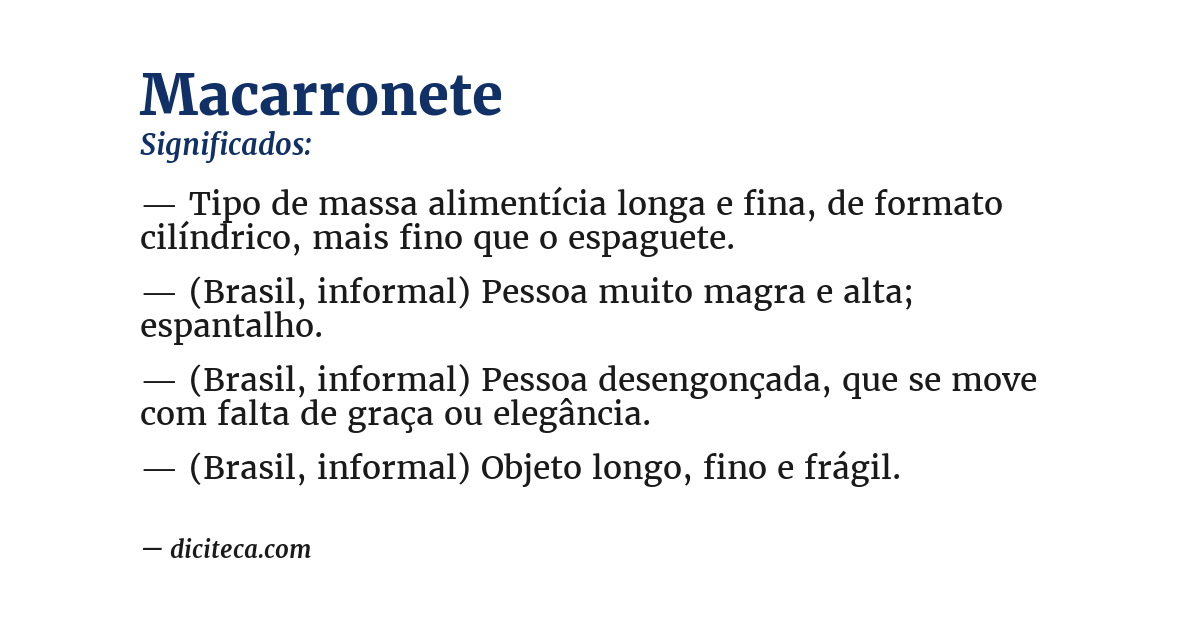 Significado de macarronete