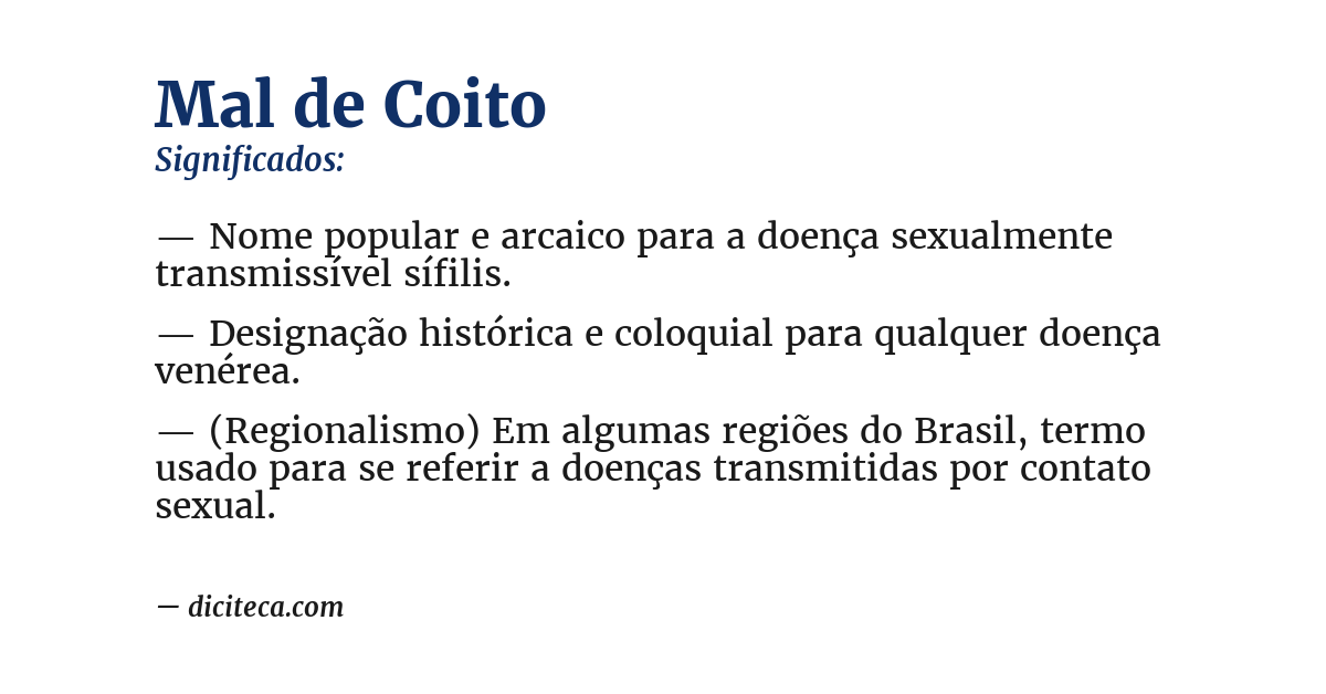 Significado de mal de coito